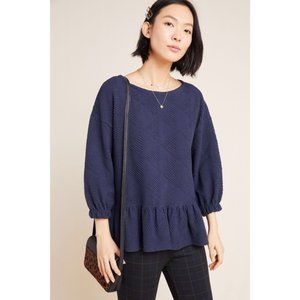 Anthropologie Maeve Navy Blue Peplum Mikayla Top